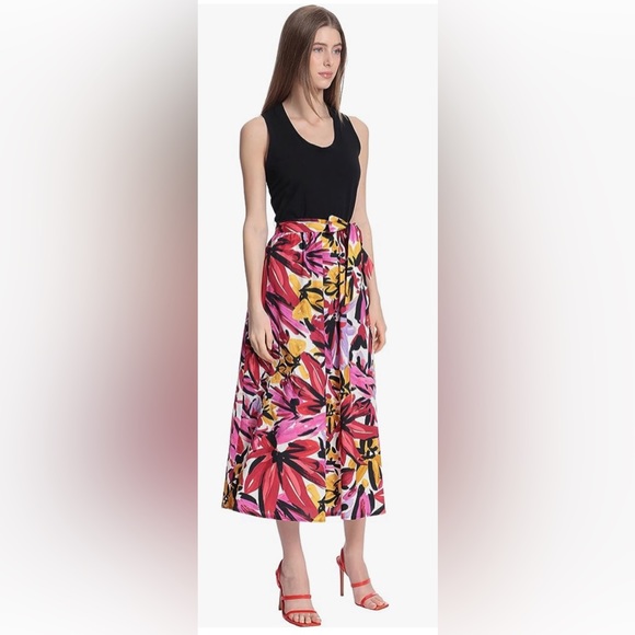 Donna Morgan Berry & Black Meadow Midi Dress Size 8P (12UK) NWT - Picture 3 of 17